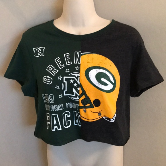 NFL Team Apparel Tops - Green Bay Packers Short Sleeve Cropped Tee